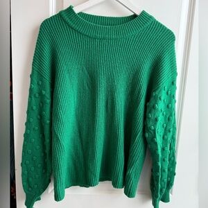 Cece Green Bobble Detail Long Sleeve Sweater Contemporary Cottagecore large